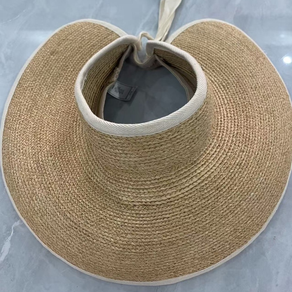 Helen Kaminski Natural Straw Visor with Cream Trim - Picture 3 of 6